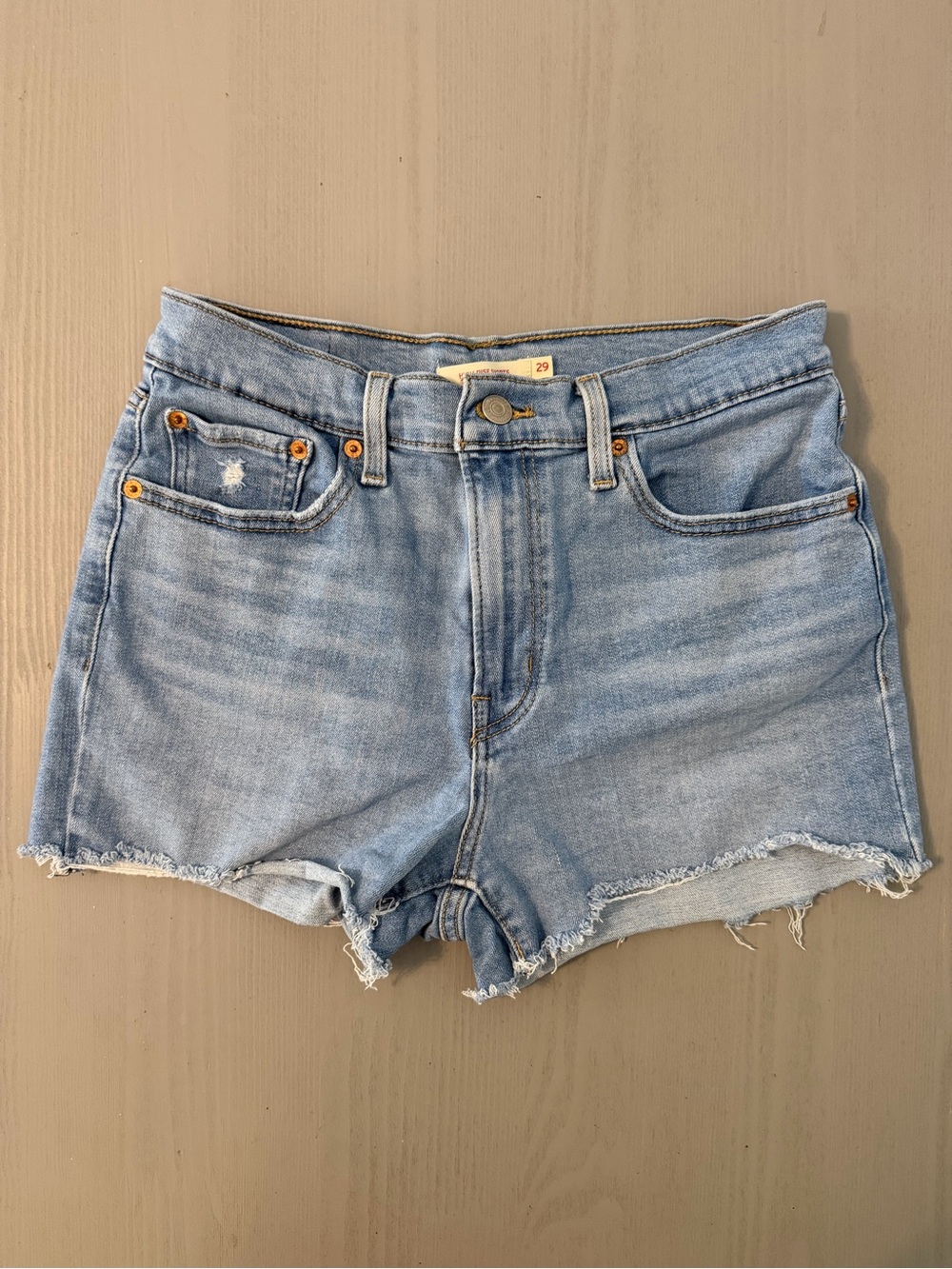 Levi's Light Blue High Rise Denim Shorts